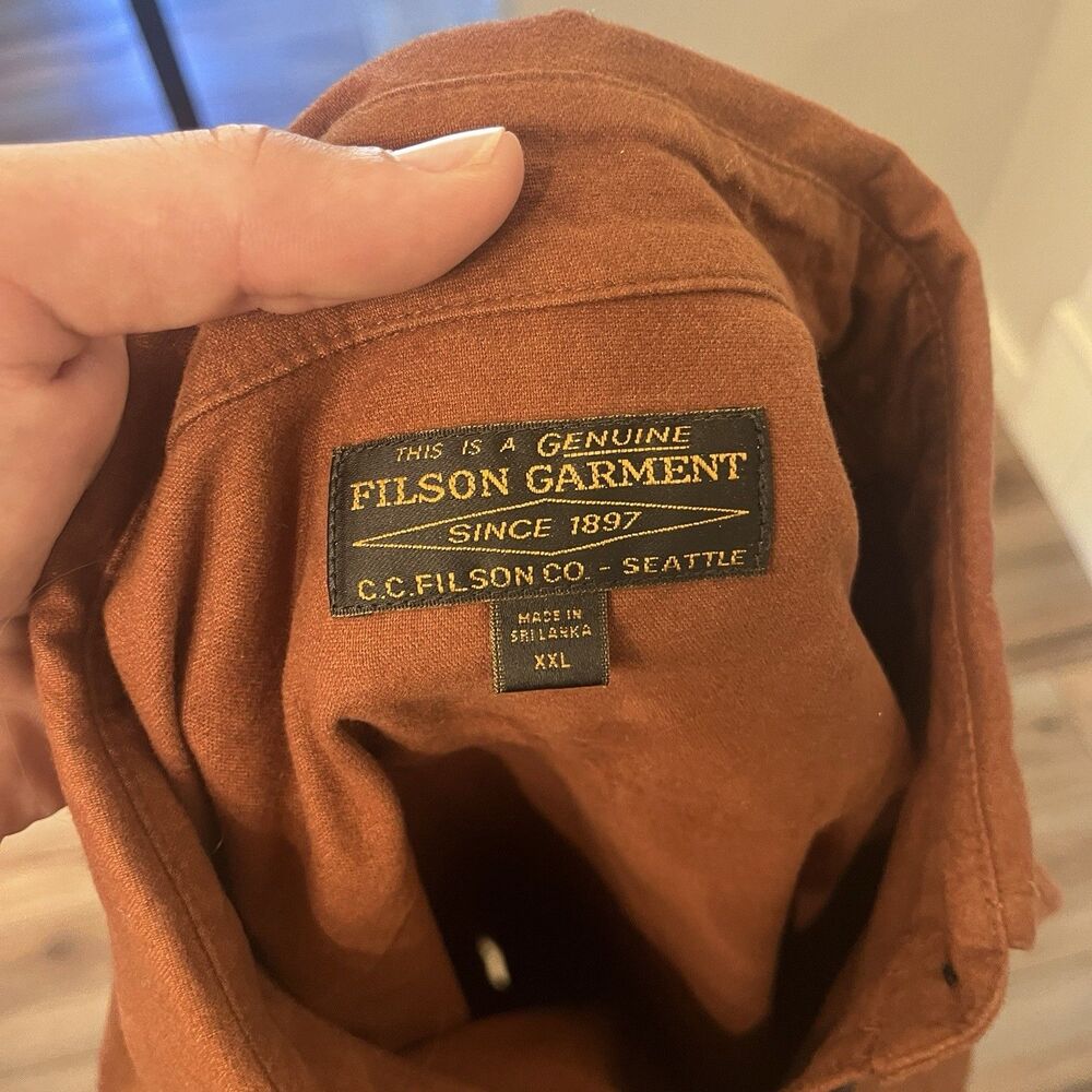 CC Filson Chamois Work Field Button Up Shirt Long Sleeve Men's 2XL Burnt Orange - Picture 2 of 6